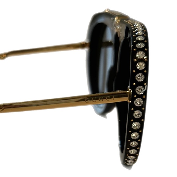 Gucci Black Crystal Studded / Grey Foldable Pilot Aviator Sunglasses - Picture 7 of 9